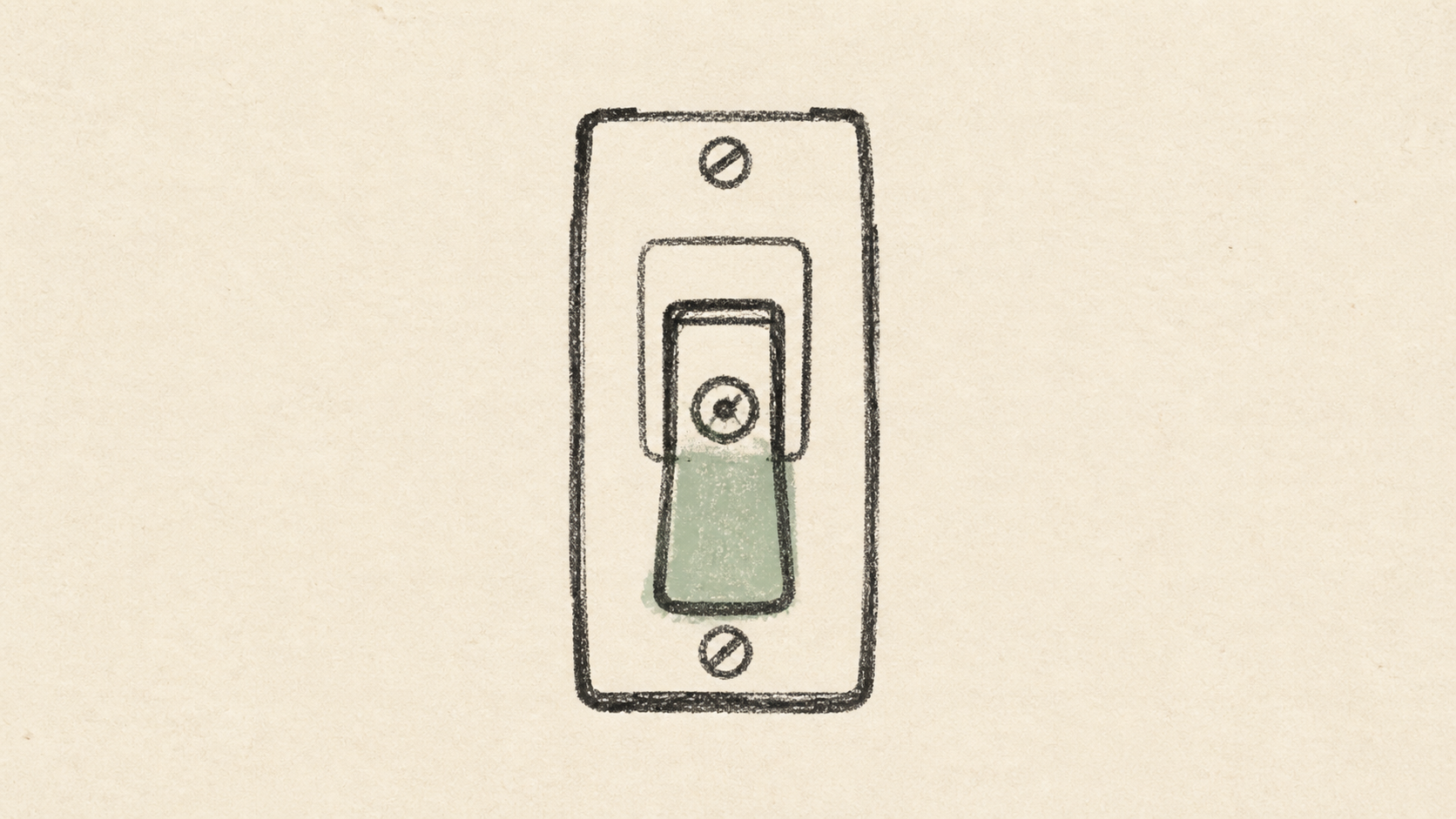Illustration by Onset News: A single safety interlock switch held in the off position, centered tightly in the frame, representing the halted frontier training run pending safeguard validation.