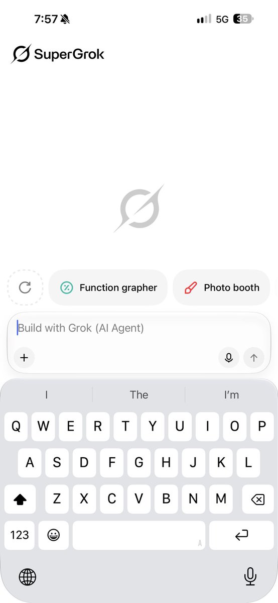 SuperGrok’s iPhone Build mode, with a prompt box for asking Grok to make an app